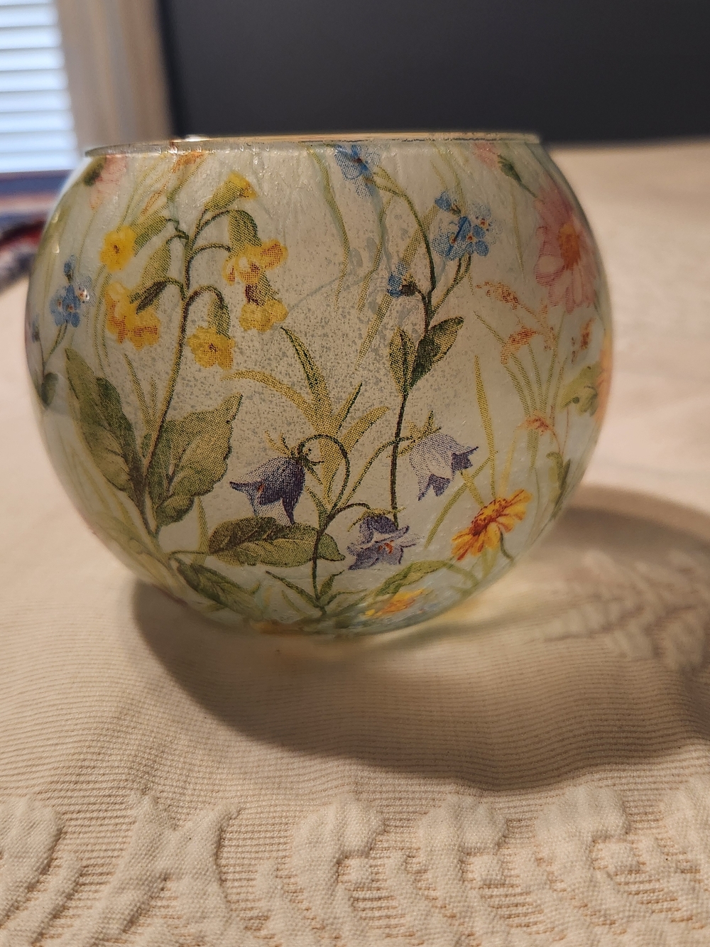 Romance Light Floral Glass Globe Vase - Multicolor